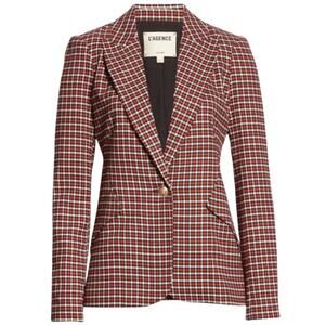 L'AGENCE Chamberlain Check Peaked Lapel Blazer in Burnt Sienna 8|M